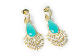 Golden Blue Crystal Drop Earrings
