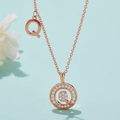 Circle Letter Q Moissanite Necklace