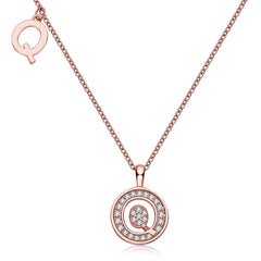 Circle Letter Q Moissanite Necklace