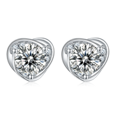 Clarity Heart Halo Moissanite Earrings