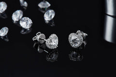 Soleste Halo Heart Cut Moissanite Earrings