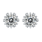 Six Heart Shape Prongs Round Cut Moissanite Earrings