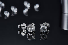 Moissanite Round Cut Earrings for Women