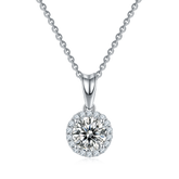 Soleste Halo Round Moissanite Pendant
