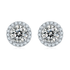 0.5Carat Round Moissanite Soleste Halo Earrings