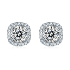 Square Soleste Halo 0.5Carat Moissanite Earrings