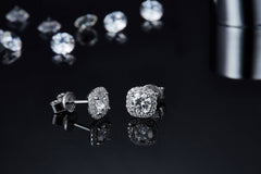Square Soleste Halo 0.5Carat Moissanite Earrings