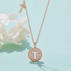 Circle Letter T Moissanite Necklace