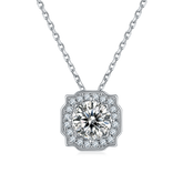 Modern Halo 1.0Carat Round Moissanite Pendant