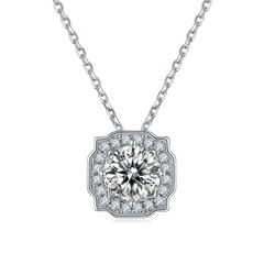 Modern Halo 1.0Carat Round Moissanite Pendant