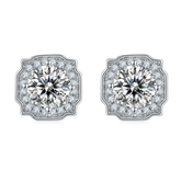 Modern Halo 0.5Carat Round Moissanite Earrings