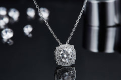 Modern Halo 1.0Carat Round Moissanite Pendant