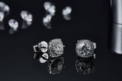 Modern Halo 0.5Carat Round Moissanite Earrings