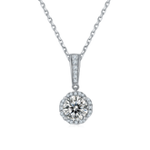 Flower Shape Halo Round Cut Moissanite Pendant