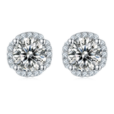 0.5Carat Round Moissanite Petals Halo Earrings