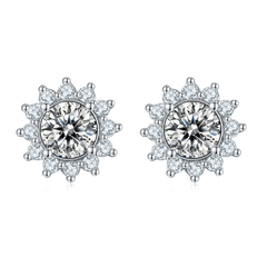 Sunflower Moissanite Earrings for Women