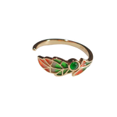 Golden Leaf Enamel Ring for Women