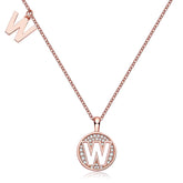 Circle Letter W Moissanite Necklace