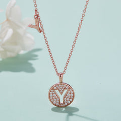 Circle Letter Y Moissanite Necklace