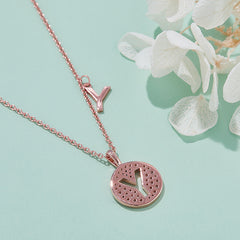 Circle Letter Y Moissanite Necklace