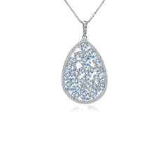 European Fashion Design Inlaid Natural Colourful Gemstones Pendant Silver Necklace for Women