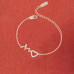Zircon Heart with Electrocardiogram Shape Silver Bracelet for Women