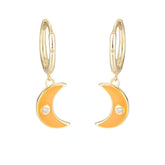 Colourful Moon with Zircon Silver Drop Earrings for Women