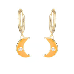 Colourful Moon with Zircon Silver Drop Earrings for Women