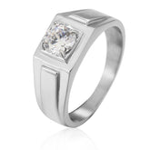 European and American Minimalist Men's Wedding Zircon Ring, Korean Version Zircon Titanium Steel Ring