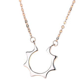 Hollow Sun Pendant Silver Necklace for Women