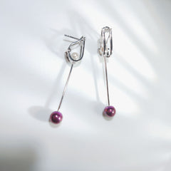 Enamel Purple Mini Pearl Dorp Earrings