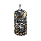 Halloween Horn Monster Skull Rectangel Titanium Steel Pendant for Men