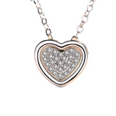 Two Hearts with Zircon Pendant Silver Necklace for Women