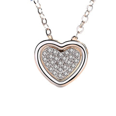 Two Hearts with Zircon Pendant Silver Necklace for Women