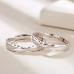 interweave brushed silver couple ring for women