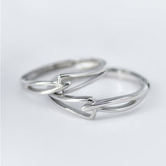 Hollow Triangle Buckle Knot Silver Couple Ring for Women