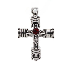 Crown Latin Cross Zircon Titanium Steel Pendant for Men