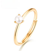 Natural Freshwater Pearl Slim Opening Sterling Silver Ring