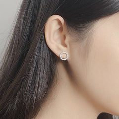 Zircon Garland Silver Stud Earrings for Women