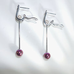Enamel Purple Mini Pearl Dorp Earrings