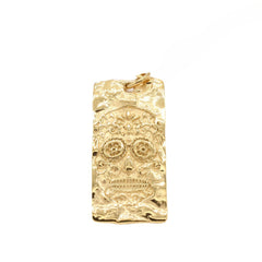 Halloween Mexican Skull Rectangle Titanium Steel Pendant for Men