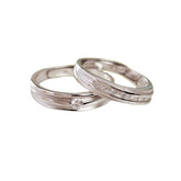 Stripe with Zircon Silver Couple Ring