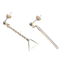 Hollow Triangle and Strip Silver Drop Earrings for Women