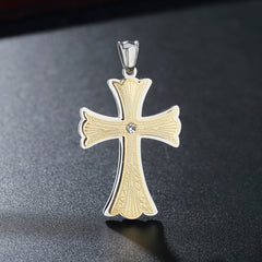 Saint Byzantine Cross Zircon Titanium Steel Pendant for Men