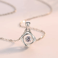 (Pendant Only) Lucky Clover Design with Round Zircon Silver Pendant for Women