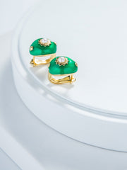 Enamel Pearl Large Oval Stud Earrings
