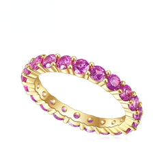 Red Corundum Full Circle Sterling Silver Ring