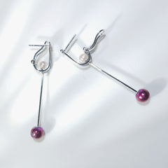 Enamel Purple Mini Pearl Dorp Earrings