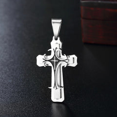 Double Layer Cross Titanium Steel Pendant for Men