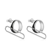 Metal Circle Black Enamel Stud Earrings